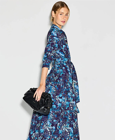 Printed Tie Waist Shirt Dress